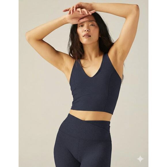 Beyond Yoga Tops - Beyond Yoga Spacedye Always On Cropped Tank Top Longline Sports Bra Navy Size S